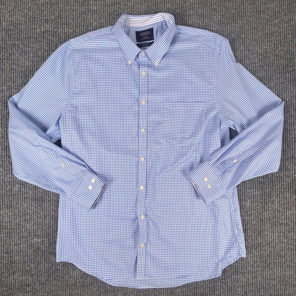Charles Tyrwhitt Extra Slim Fit Non Iron Shirt Mens XL Blue Gingham  Preppy